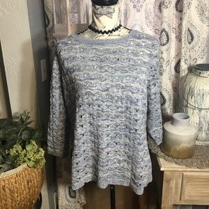 Maurice’s light blue with metallic silver light weight crocheted look sweater